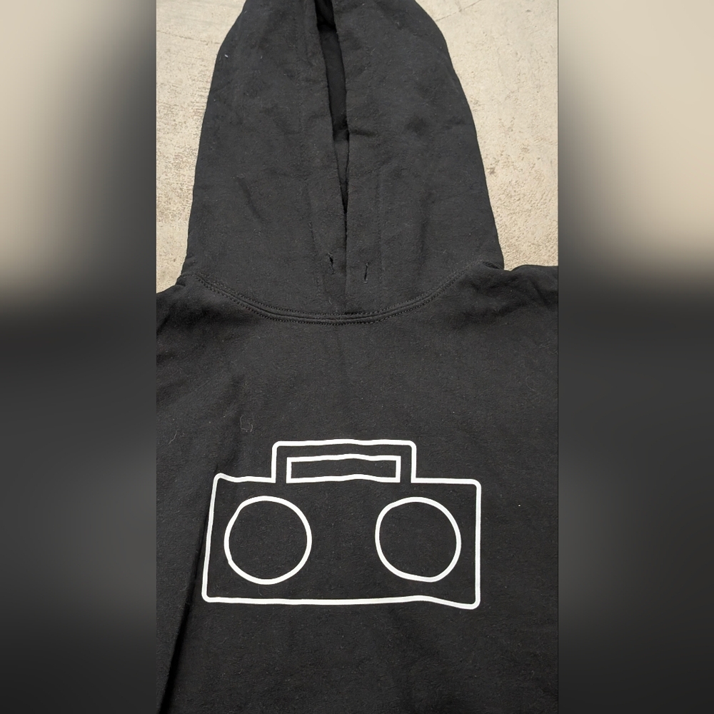 Stereotype Black Hoodie with Boombox Graphic, X-Large
